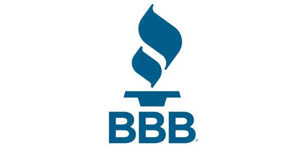 Better Business Bureau (BBB) logo featuring a torch icon above the letters BBB, symbolizing business trust, accreditation, and ethical standards.